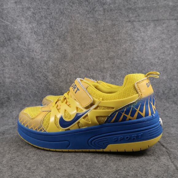 Casual Shoes Mens 8.5 Wheeled Sneakers Yellow Blue Sport Active Skate Roll - Picture 4 of 11